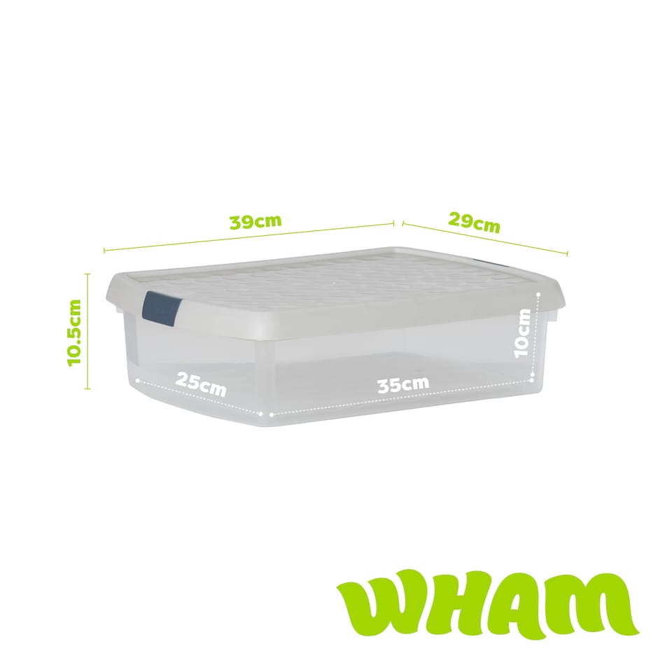 image 1 of Wham Clip 5x 8.5L Rectangular Plastic Storage Boxes with Clip Lock Lids. Ideal for Home, Office, Toys & More - Clear/Stone | Cream | Stone | 5