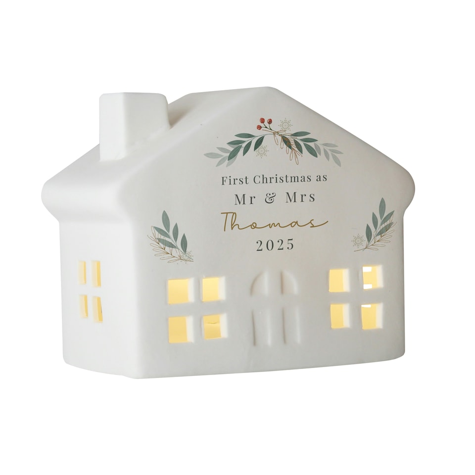 image 1 of Personalised Christmas Foliage LED House
