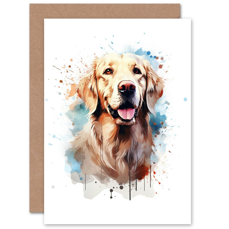 image 1 of Cream Golden Retriever Lovers Gift Blank Art Card
