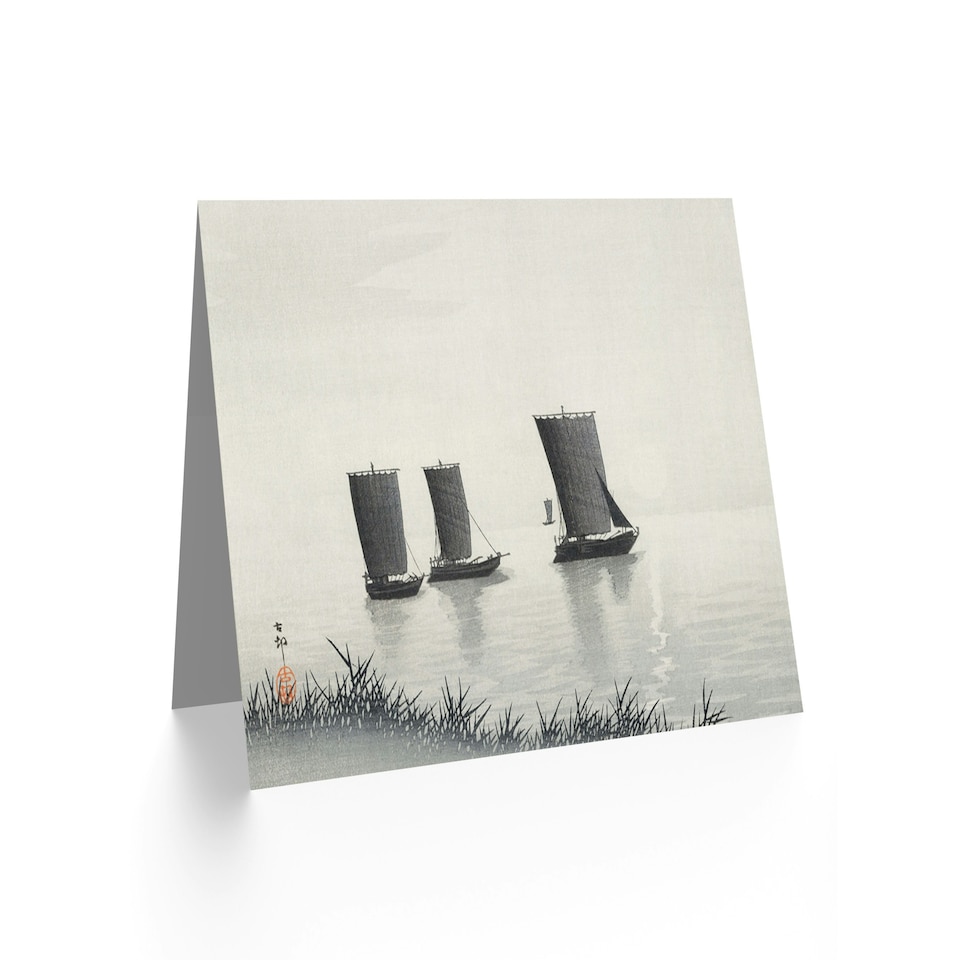 image 1 of Fishing Boats Ohara Koson Art Blank Just to Say Card
