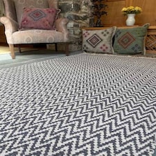 GRETA Soft Bedroom Rug Dark Herringbone Pattern - L70 x W115 - Grey Grey