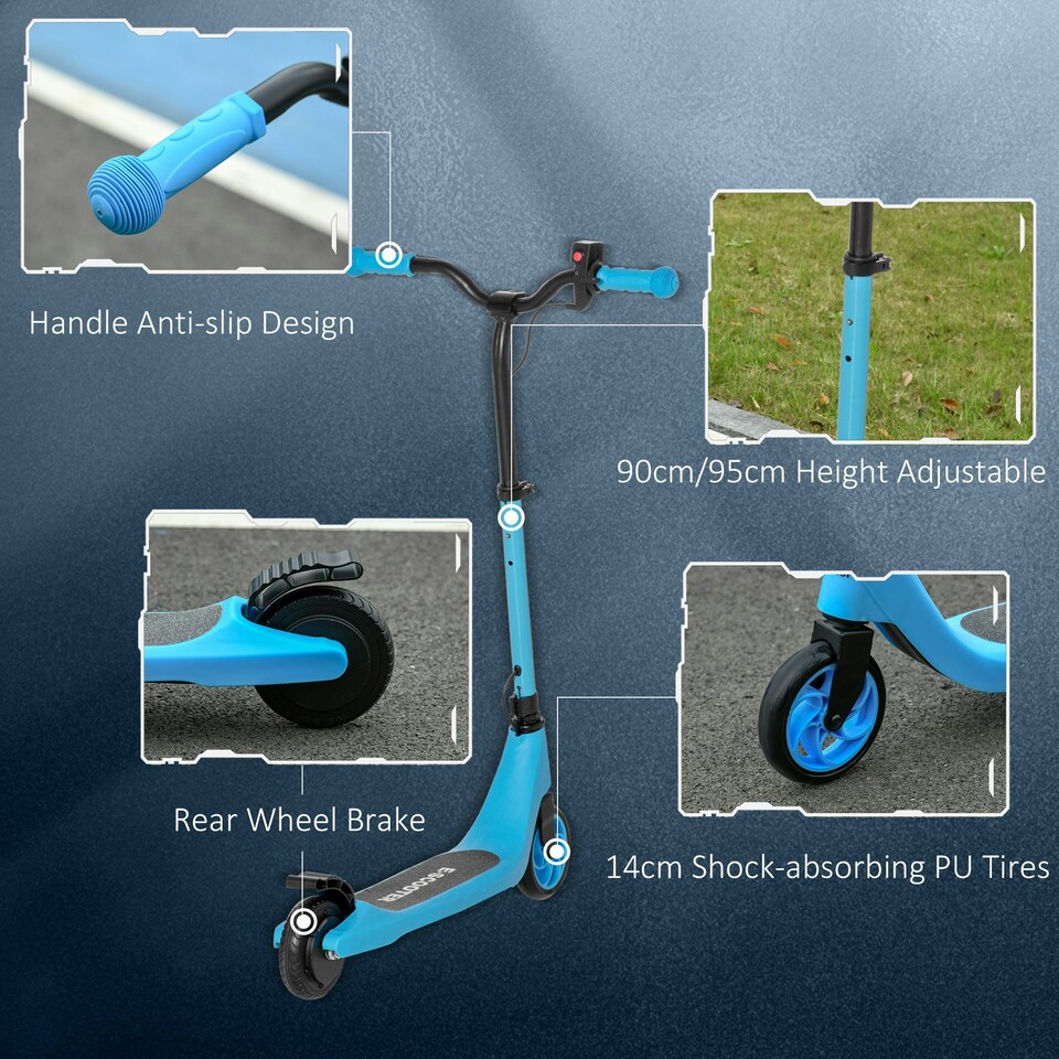 image 1 of HOMCOM 120W Electric Scooter w/ Battery Level Display - Blue