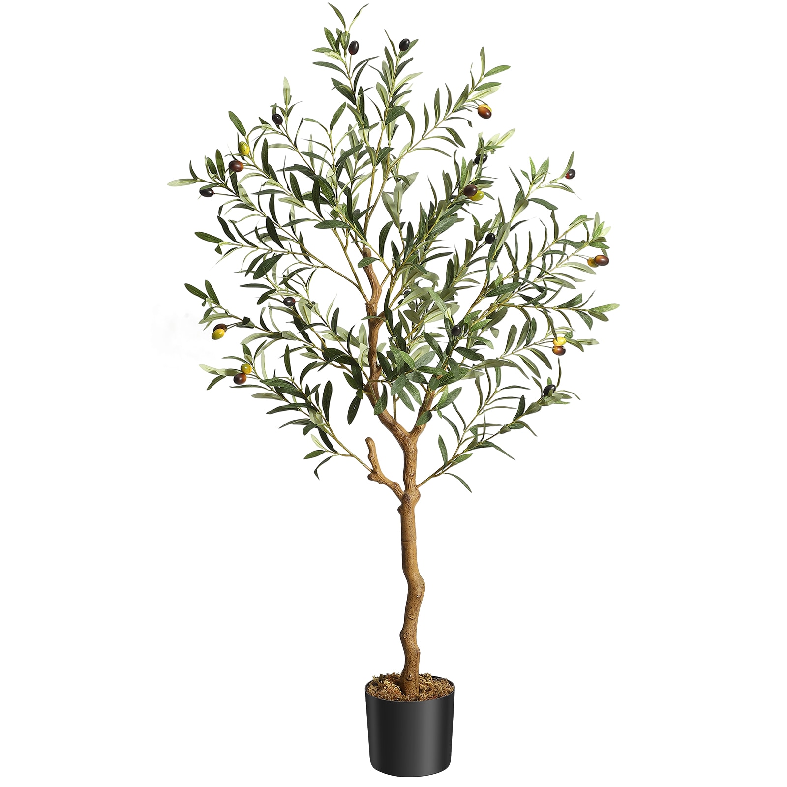 London Boutique 120cm 4FT Artificial Faux Olive Tree Lifelike Olive Fruits Indoor Outdoor Decor