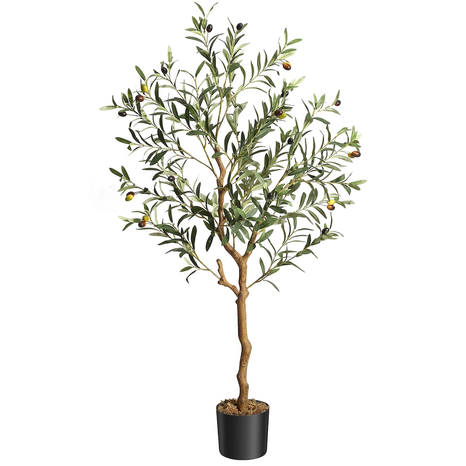 image 1 of London Boutique 120cm 4FT Artificial Faux Olive Tree Lifelike Olive Fruits Indoor Outdoor Decor
