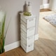 image 2 of Metal Frame Rattan Storage Drawers Home Furniture Fully Assembled | White