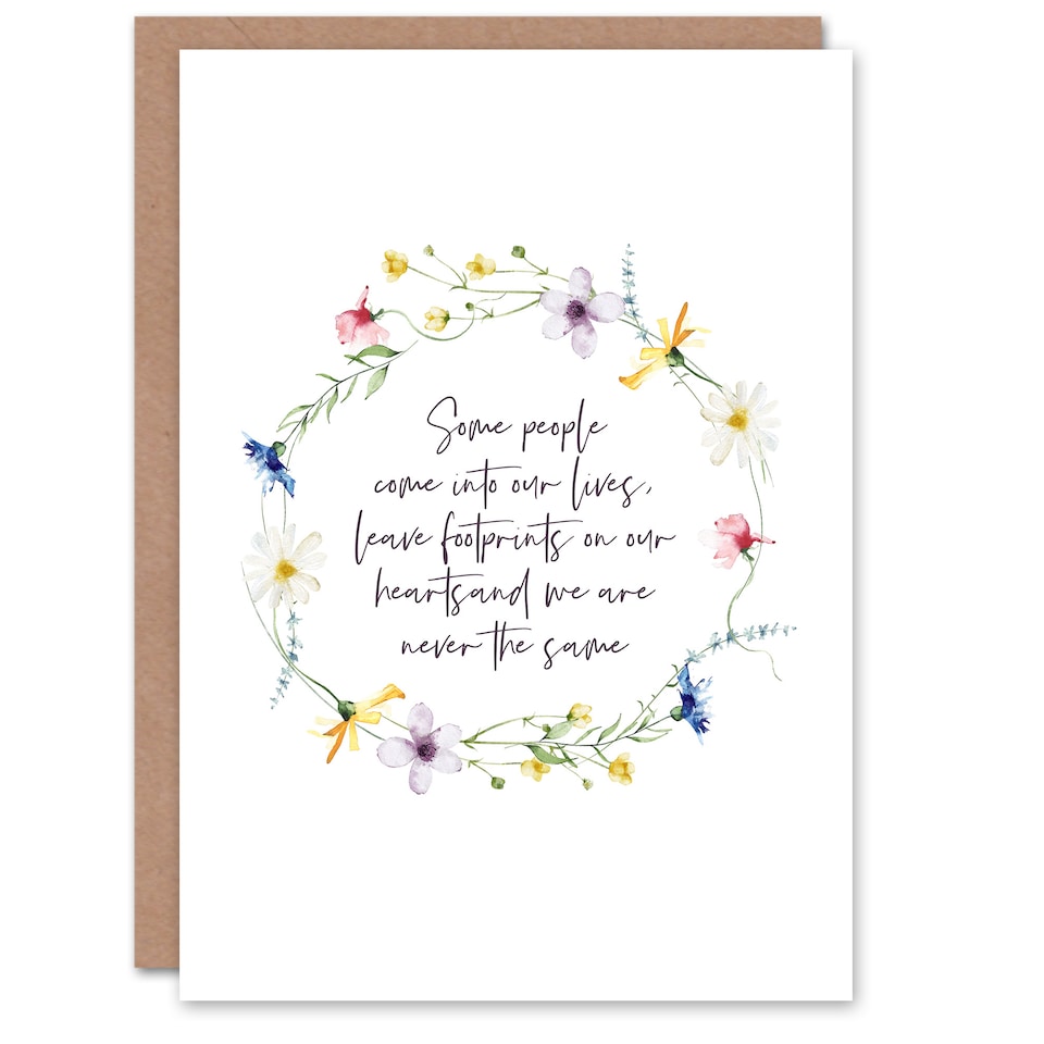 image 1 of Wedding Card Marriage Poem Lives Footprints Heart Flowers