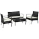 image 2 of Outsunny 4 Pieces Rattan Garden Furniture Set, 4 Seater Garden Sofa Set with Loveseat, Armchairs and Glass Top Table, Wicker Conservatory Furniture with Cushions for Patio, Balcony, Black