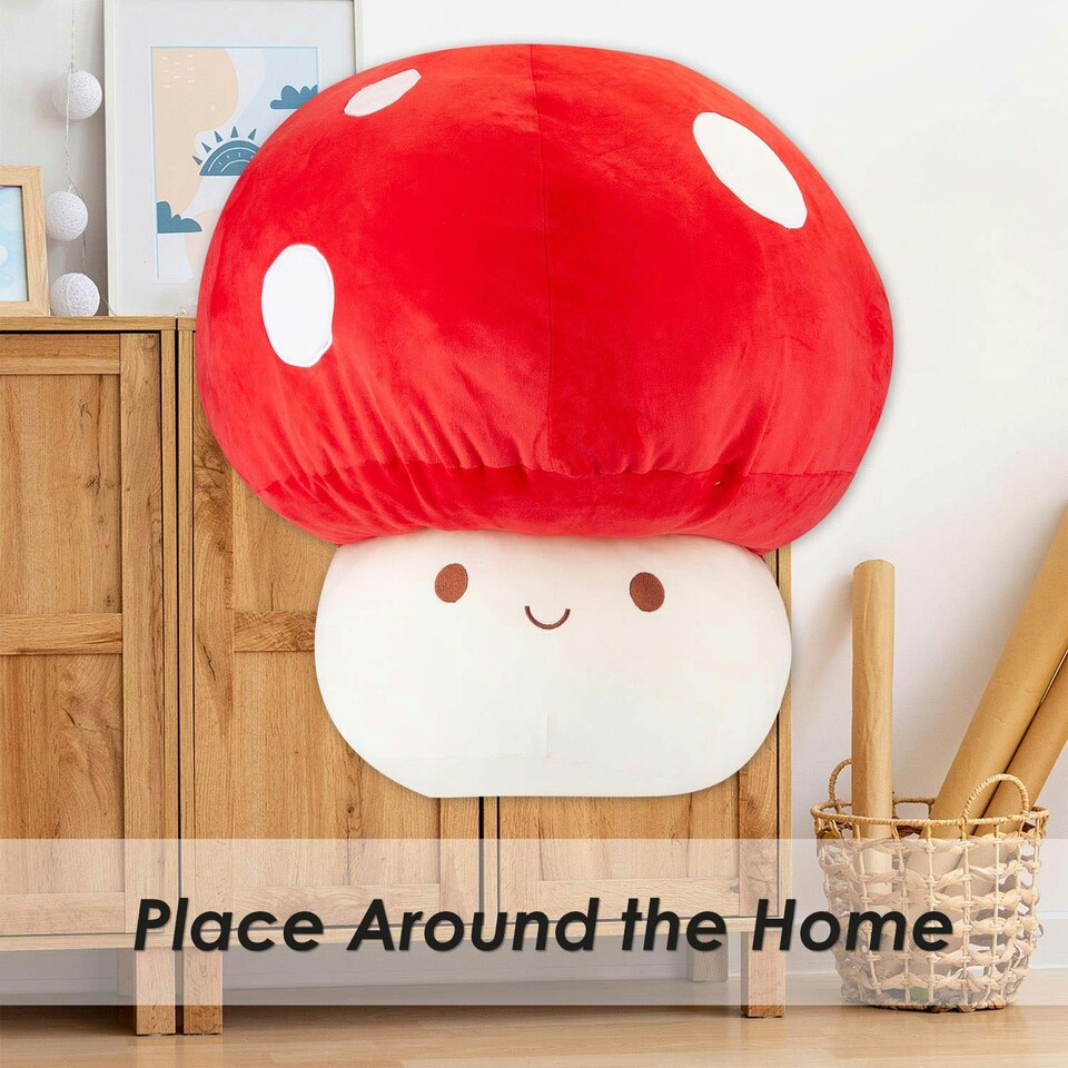 image 1 of Red Mushroom Mochi Soft Toy Cute Plushie Huggable Cuddly Plush 45cm Red