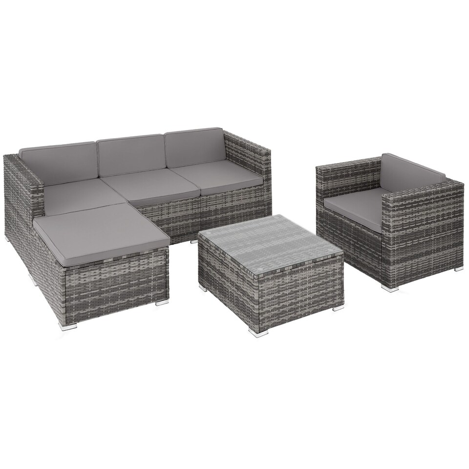 image 1 of Garden Furniture Set Lignano - modular sofa with armchair, stool, coffee table | Grey | grey | 179 x 150 x 65 cm | 1