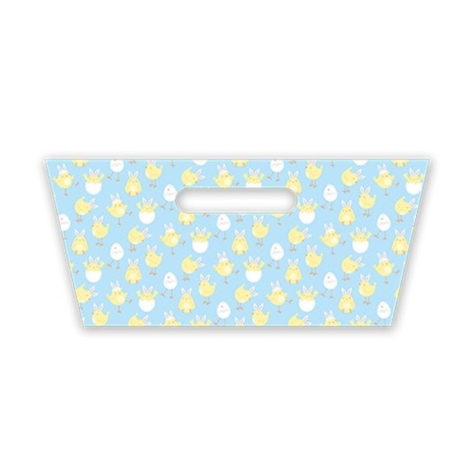 image 1 of Easter Chicks Light Blue Rectangular Hamper Basket 33cm