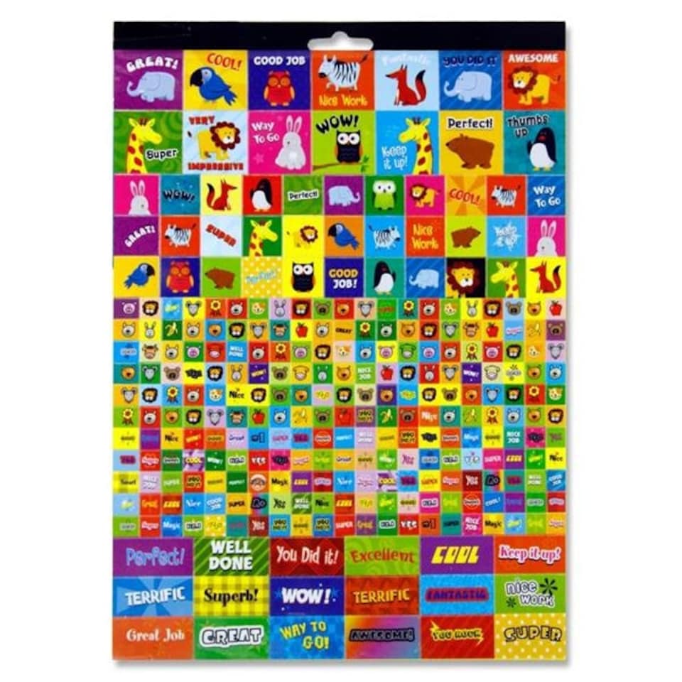 image 1 of Book of 12 Sheets of 2500+ Deluxe Reward Stickers by Clever Kidz