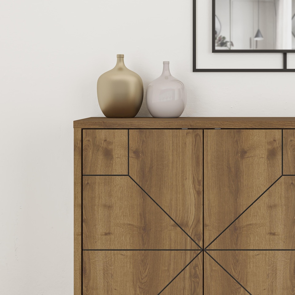 image 1 of Decortie Dune Sideboard Cabinet 123cm Dark Oak Effect