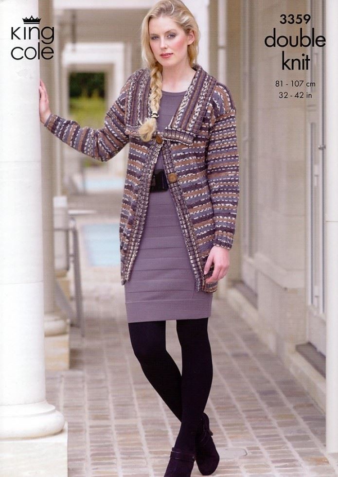 King Cole Merino Knitting Pattern 3359, Jackets for Women - 32 - 42 Inches - Easy