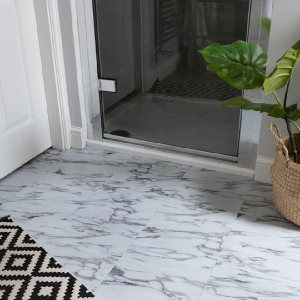 image 1 of d-c-fix Marble Grey 30.48 x 30.48cm Self-adhesive Vinyl Floor Tiles Pack 11 |1sqm
