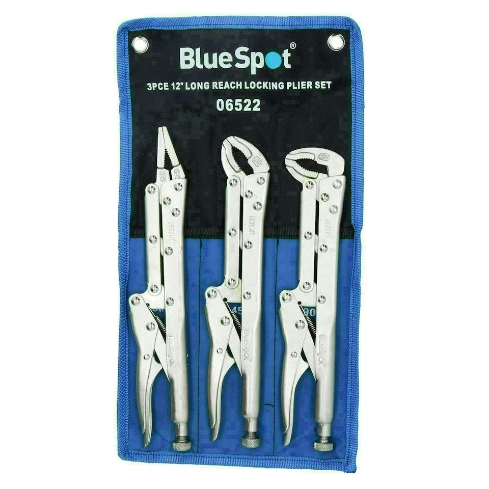 image 1 of 12" Extra Long Nose Adjustable Locking Pliers Mole Grips 3pc Set Straight 45Â° 90Â°