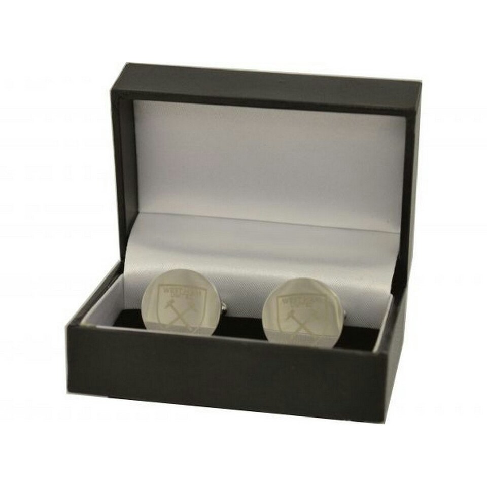image 1 of West Ham United FC Crest Stainless Steel Round Cufflinks - Silver - One Size