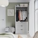 image 4 of 2 Door 3 Drawer Wardrobe with Hanging Rail - Modern Bedroom Storage Furniture | White | White with Grey Doors | 1