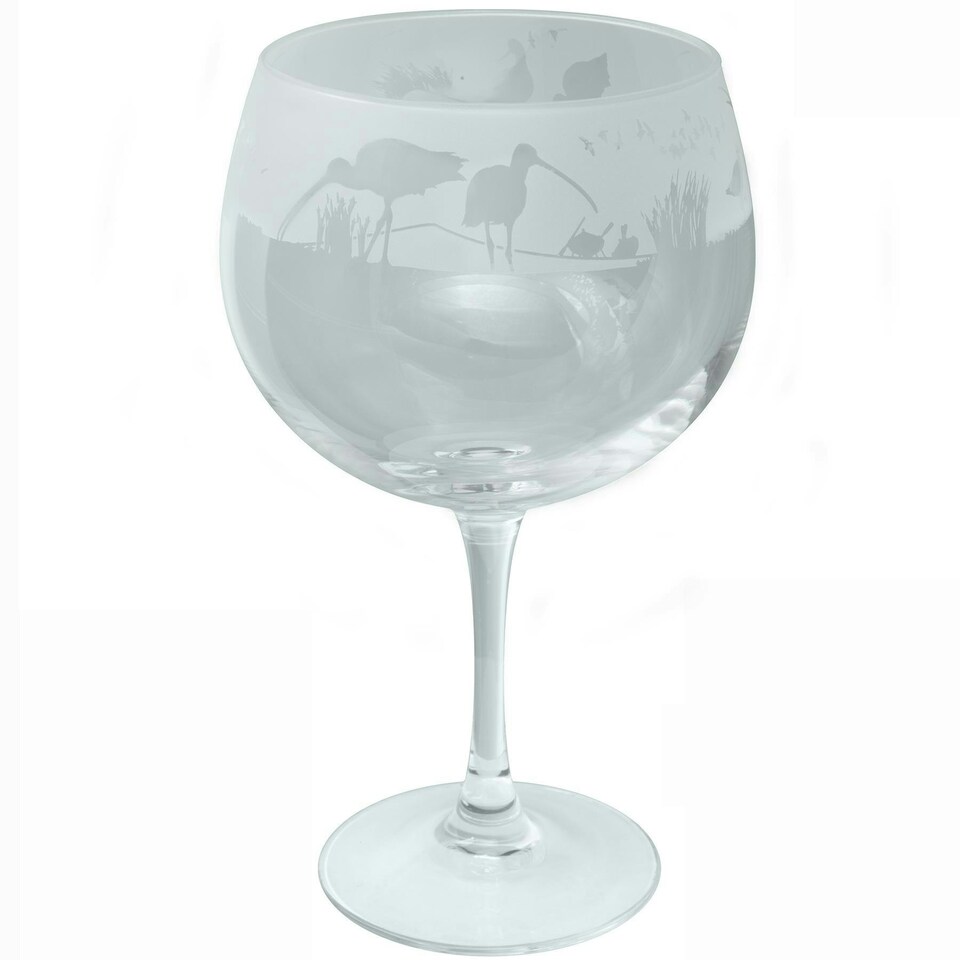 Animo Glass Etched Gin Balloon Glass Wading Birds