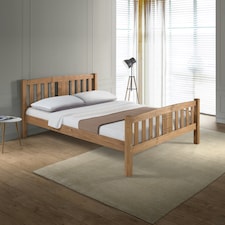 4ft6 Double Antique honey pine,wood,wooden,solid slatts,bed frame.