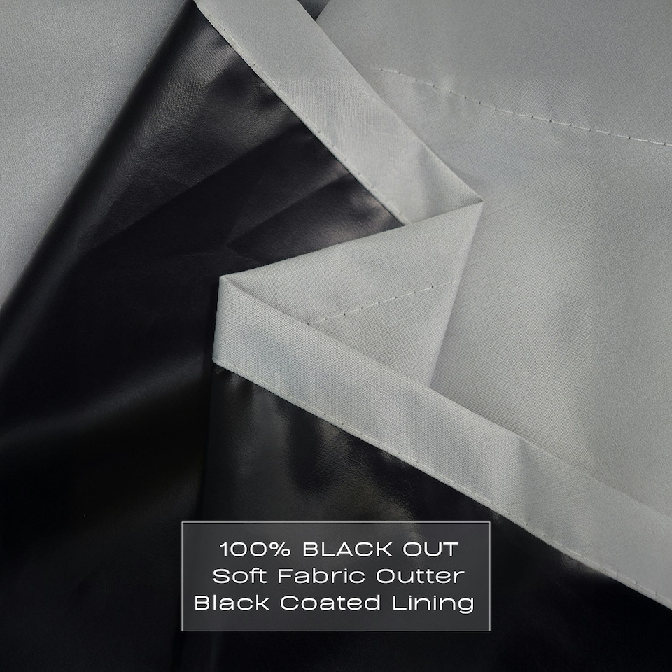 image 1 of Grey Total Blackout Thermal Eyelet Curtains - 46 x 72 Inch Drop - 2 Panel Grey