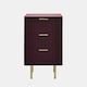 image 1 of OHS Ribbed Bedside Table Modern Bedroom 3 Draw Office Nightstand | Red | Dark Berry