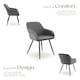 image 3 of Dining Chair Marilyn - corduroy look, upholstered, armchair, continuous backrest - per piece Grey | Grey/Black