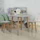 image 3 of Kids Wooden Round Table & Chair Set Toddlers Small Children Home Nursery Play | Multi | grey table with 2 chairs | 3