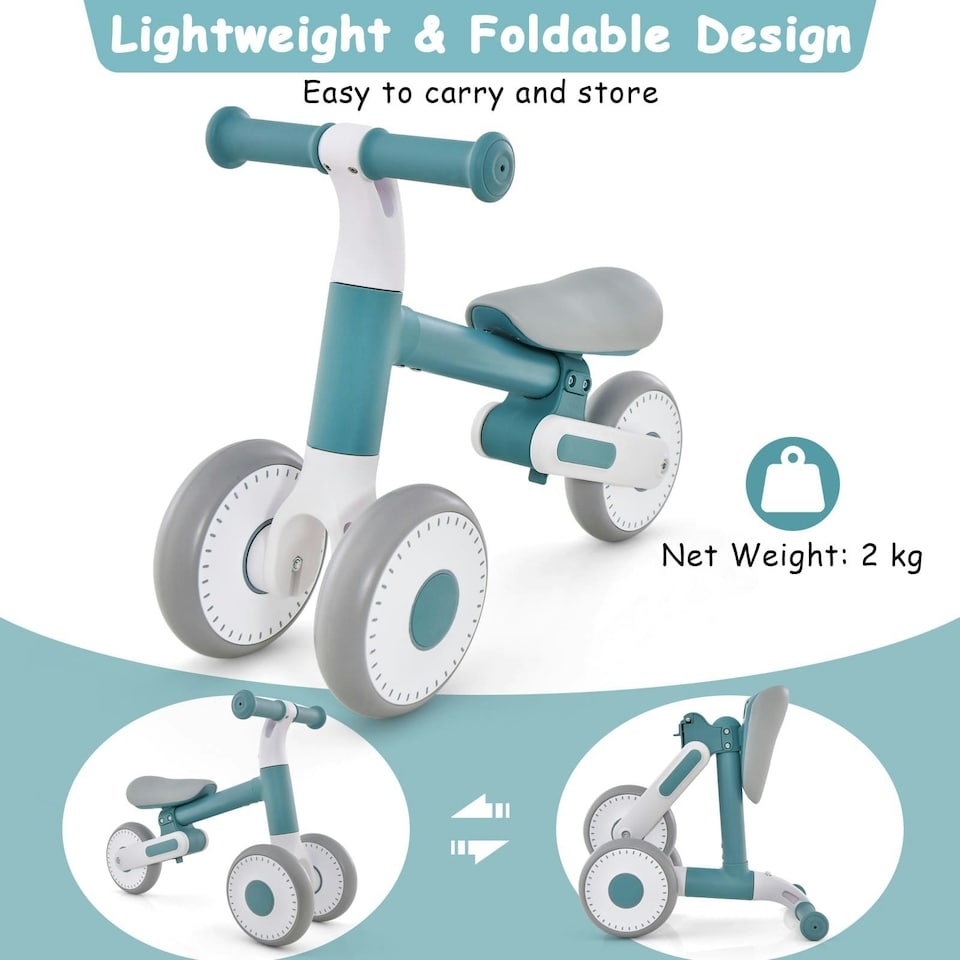 image 1 of COSTWAY Baby Balance Bike 4 Wheels Toddler First Bike Blue