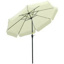 Outsunny 2.7m Patio Parasol Garden Umbrellas Outdoor Sun Shade Table Umbrella with Tilt, Crank, 8 Ribs, Ruffles, White