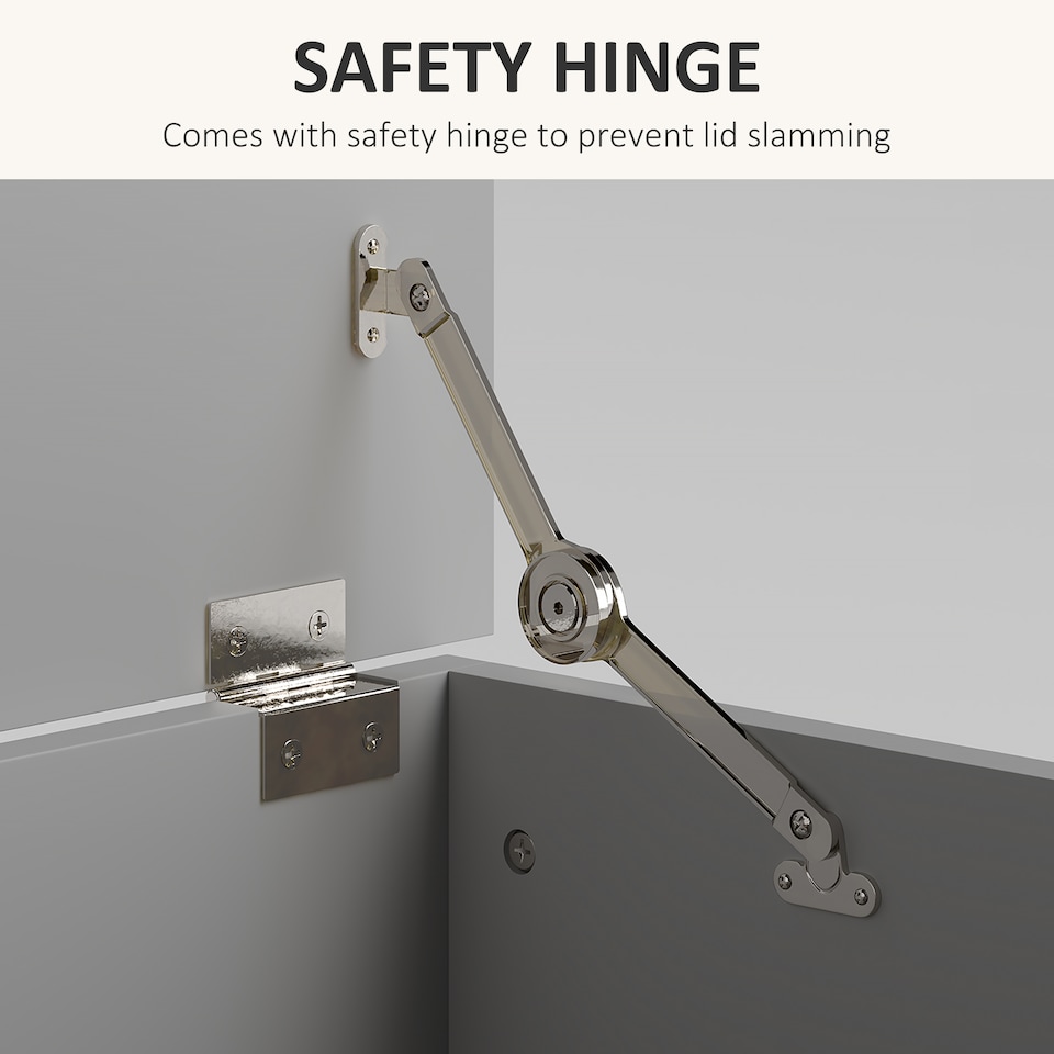 image 1 of HOMCOM 113L Storage Chest, Storage Box with Flip-Top Lid and 2 Safety Hinges, Storage Trunk for Living Room, Entryway, 100 x 40 x 40 cm, Grey | Grey | Grey