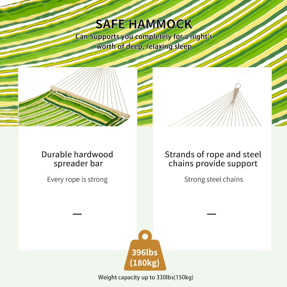 image 1 of Outsunny Hammock Outdoor Garden Camping Hanging Swing Portable Travel Green