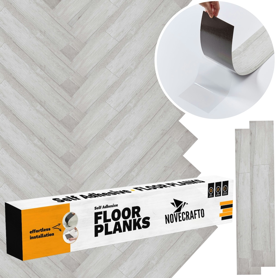 image 1 of NOVECRAFTO Self Adhesive Vinyl Floor Plank – Peel & Stick 36x5.98 in – Light Grey Ash Breeze – Wood Effect – Waterproof DIY Flooring – Easy to Install Grey | 5 sqm