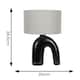 image 3 of ValueLights Lia Grey Fabric Drum Lamp Shade Black Arch Abstract Ceramic Table Lamp Black