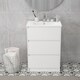 image 7 of kleankin 600mm Bathroom Vanity Unit with Basin and Single Tap Hole, High Gloss White Floor Standing Bathroom Sink Unit with 2 Drawers for Cloakroom | White | High gloss
