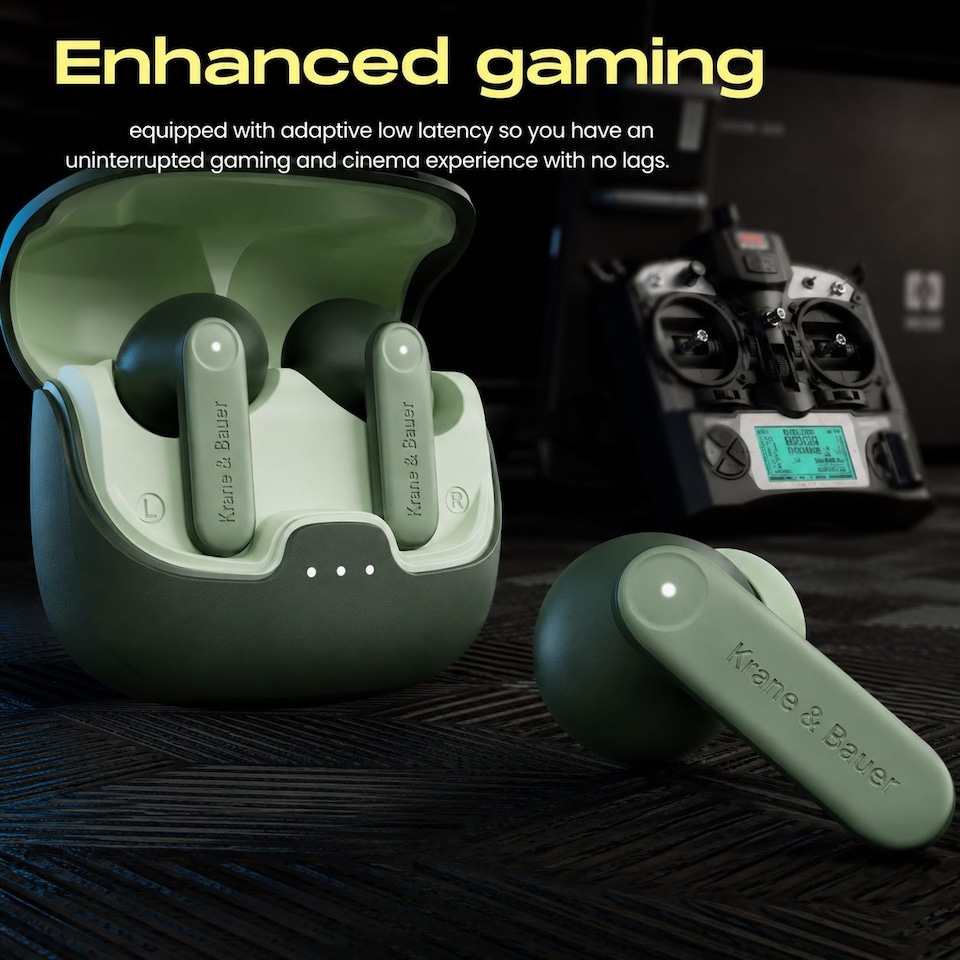 image 1 of Krane & Bauer Blizzard II Wireless In-Ear Headphones, Green