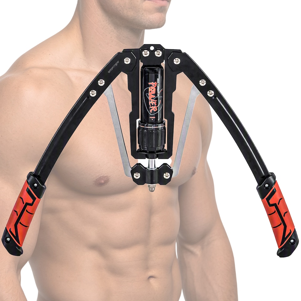 image 1 of Hydraulic Chest Expander with 22-440lbs Resistance for Upper Body Exercise | Black