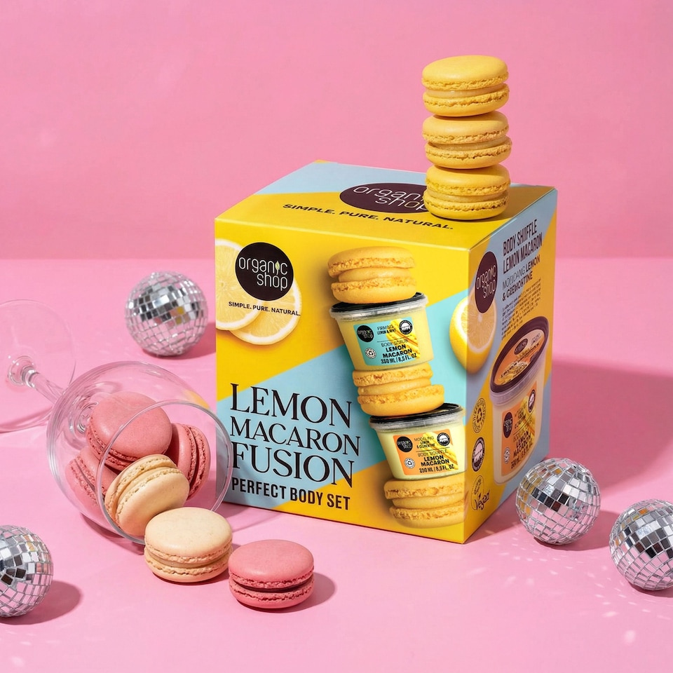 image 1 of Organic Shop Lemon Macaron Fusion Perfect Body Gift Set 250ml/250ml
