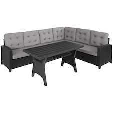 Garden Furniture Set Catania - for 6 people, weather-resistant, thick cushions | Black | black | 120 x 65 x 73 cm | 1