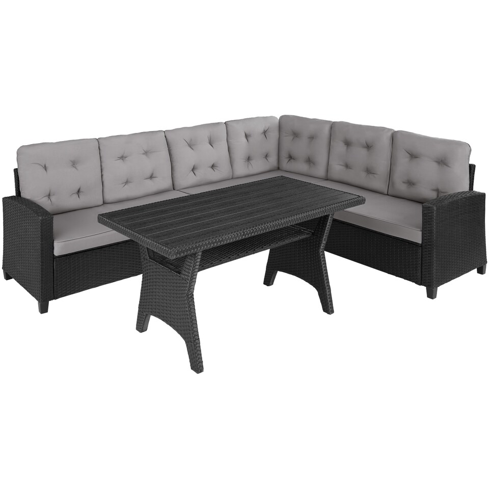 image 1 of Garden Furniture Set Catania - for 6 people, weather-resistant, thick cushions | Black | black | 120 x 65 x 73 cm | 1
