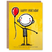 Fantastic Stepdad Fun Colourful Balloon Birthday Card