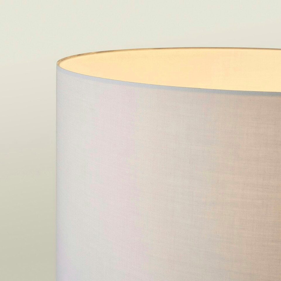 image 1 of ValueLights Modern Light Wood And Chrome Tripod Floor Lamp With Cool Grey Drum Shade