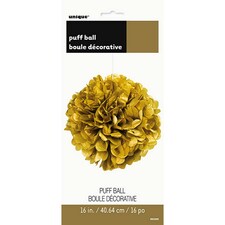 Unique Party Puff Balls Party Decoration (16in) - Gold - One Size