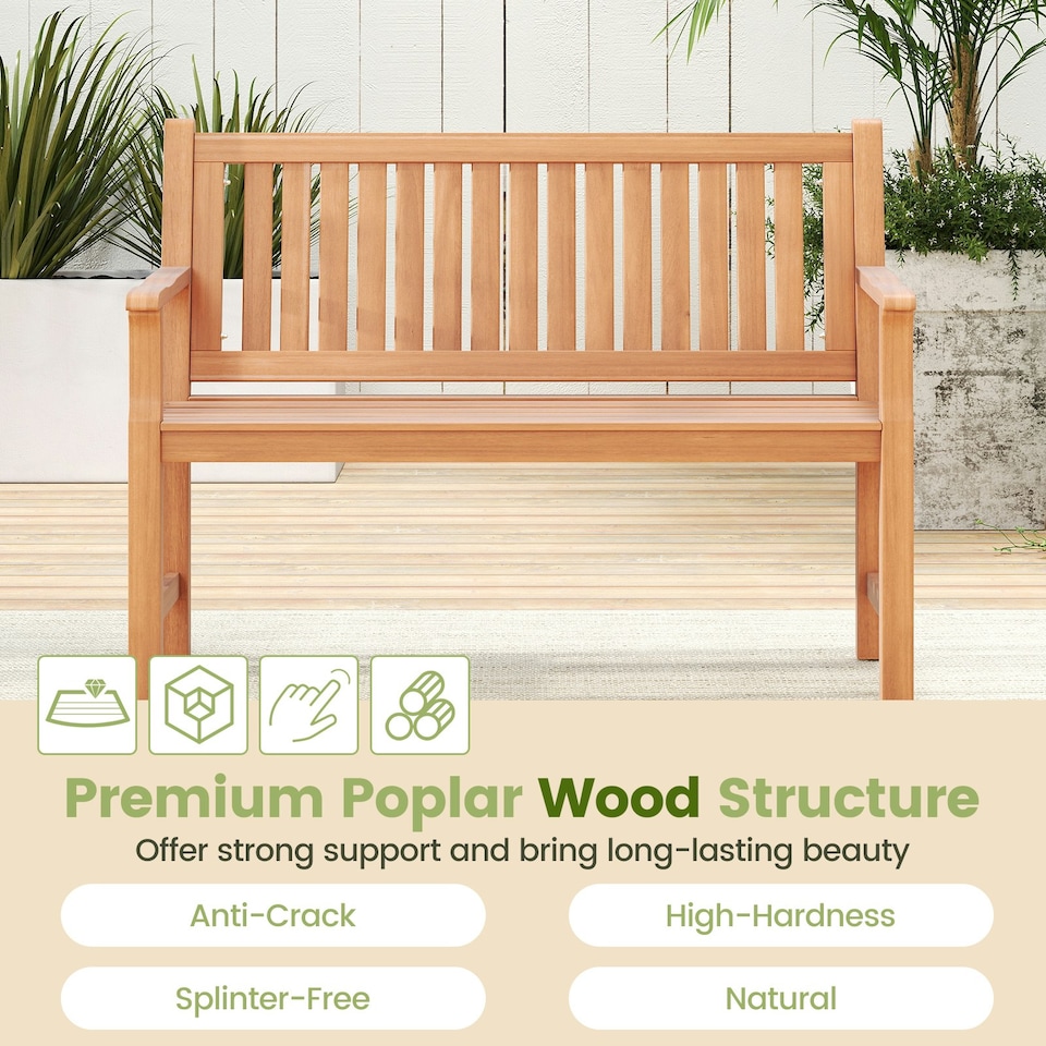 image 1 of COSTWAY 120 CM Outdoor Bench Solid Wood Garden Bench Brown