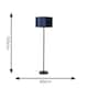 image 3 of ValueLights Charlie Black Floor Lamp Navy Velvet Shade & Bulb 