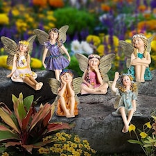 GloBrite Set of 6 Mini Fairy Garden Ornaments Outdoor Decor