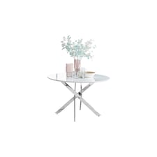 Furniturebox Novara 120cm White High Gloss Table (Silver)