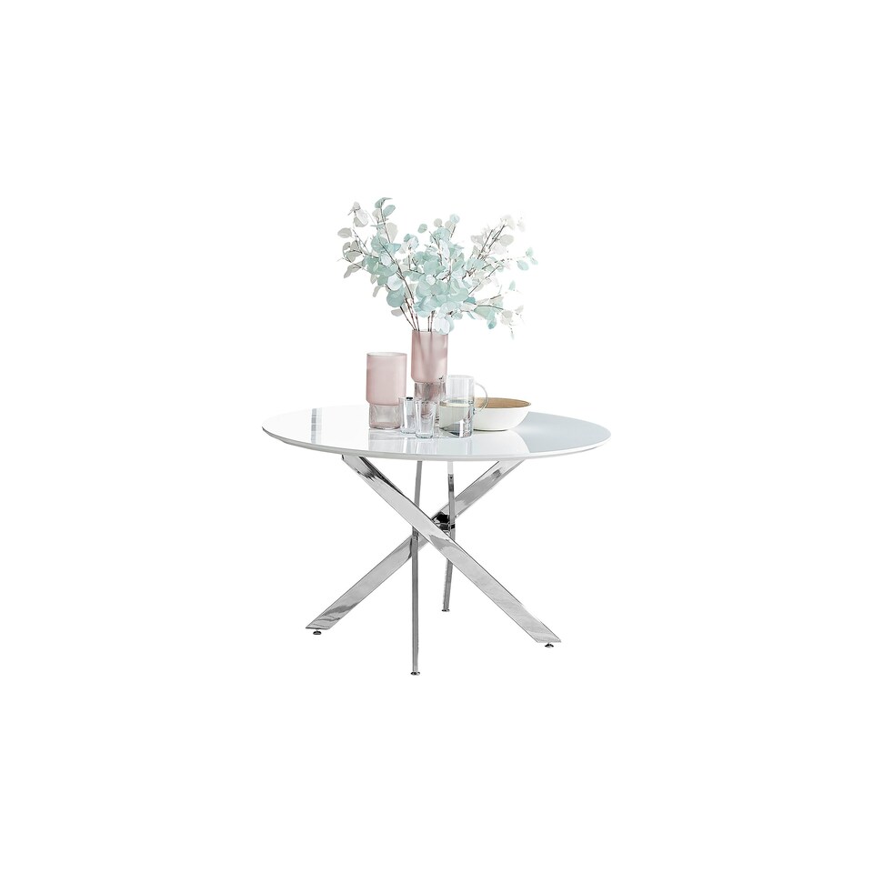 image 1 of Furniturebox Novara 120cm White High Gloss Table (Silver)