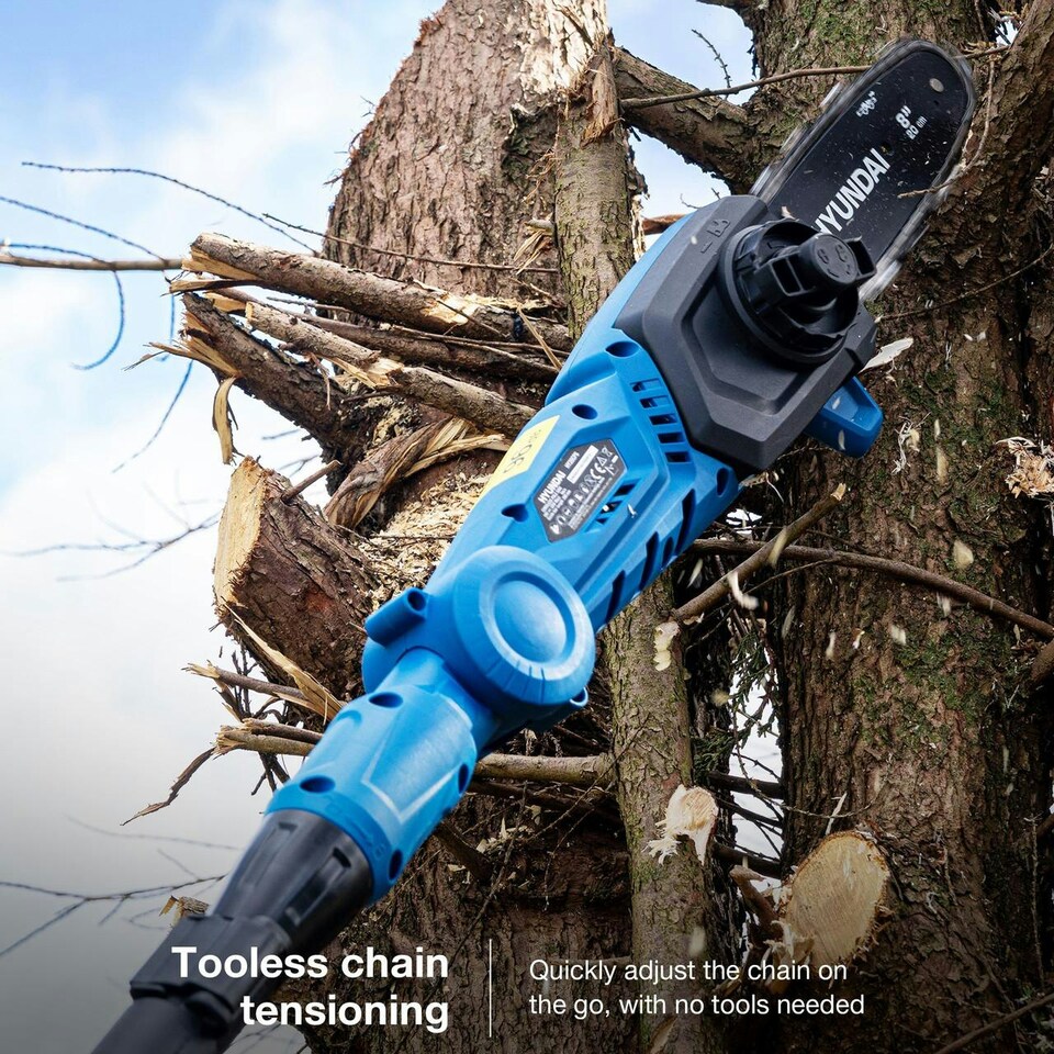 image 1 of Hyundai 20V Cordless Pole Saw, 2Ah Battery and Charger, Lightweight and Telescopic reach | HY20CPS