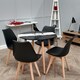 image 8 of Set of 2 Scandinavian Dining Chairs with Leather Cushions Solid Wood Legs Black