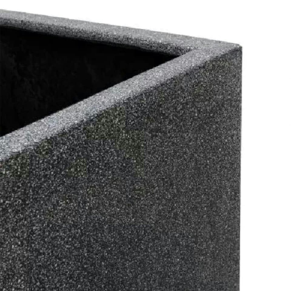 image 1 of Primrose Poly Terrazzo Stone Small Black Outdoor Patio Trough Planter 80cm